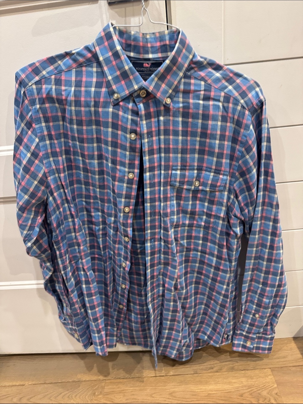 Vineyard Vines Pink and Blue Plaid Button-Down Shirt